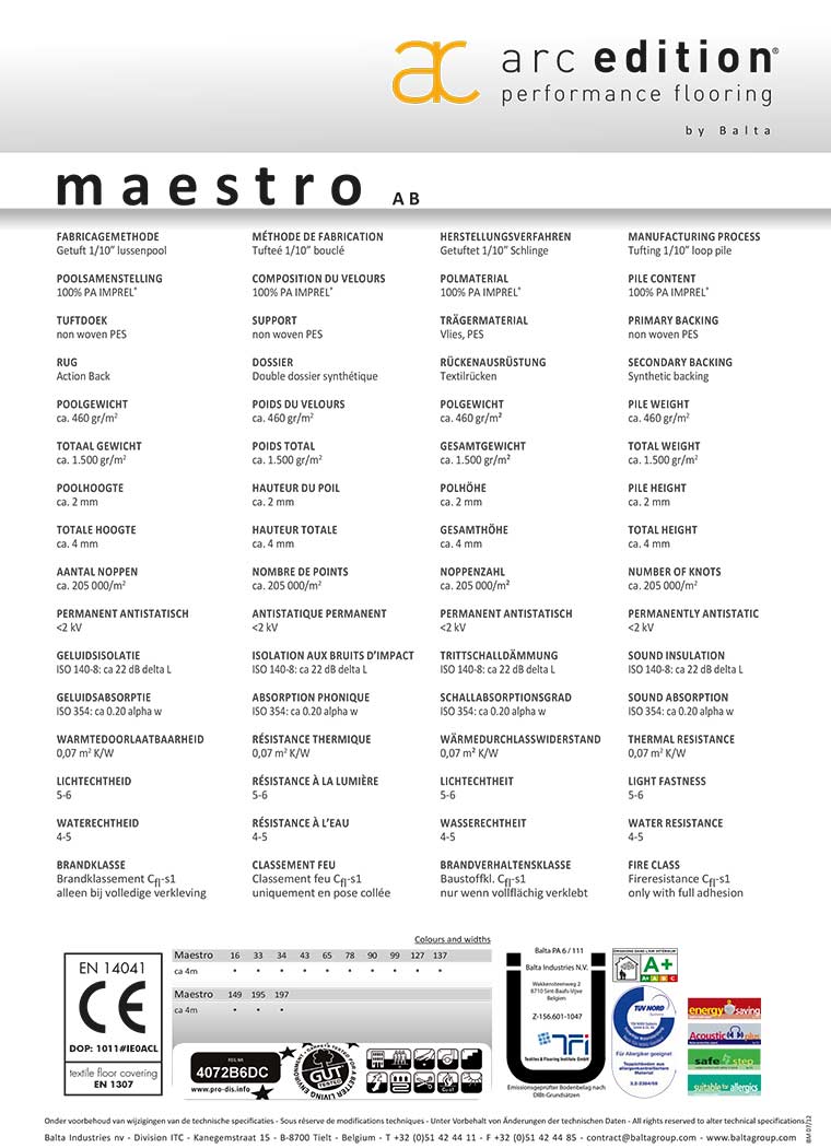 Technische daten: Maestro