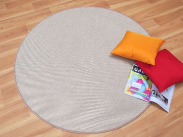 Flachgewebe Natura gekettelt, hellbeige in rund gekettelt