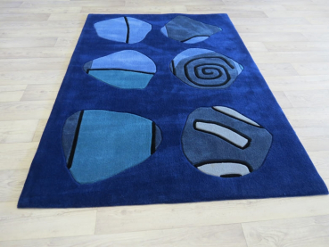 Handtuft Teppich Fantasy Fb. blau, Handtuft
