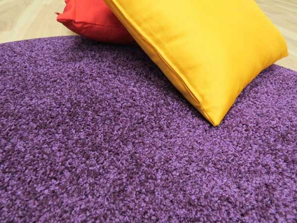 Hochflor Teppich lila in rund