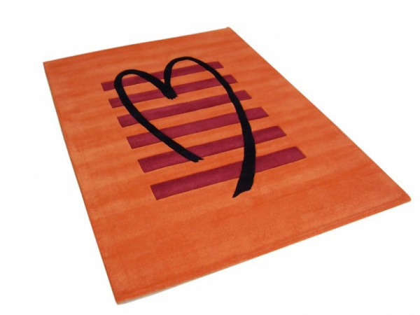 Handtuft Teppich Herz