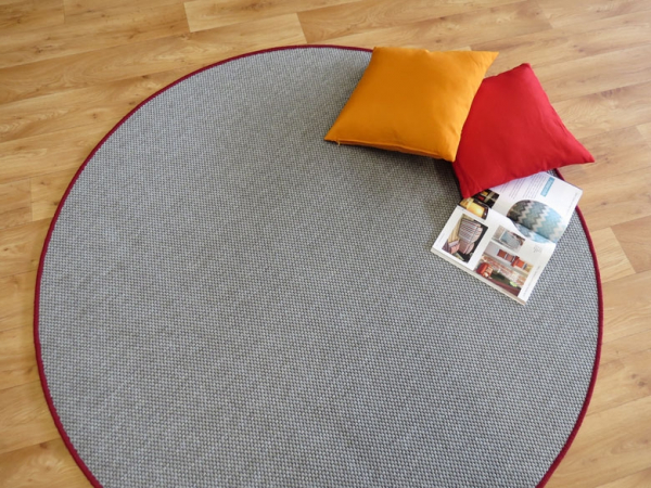 Flachgewebe Teppich grau in rund