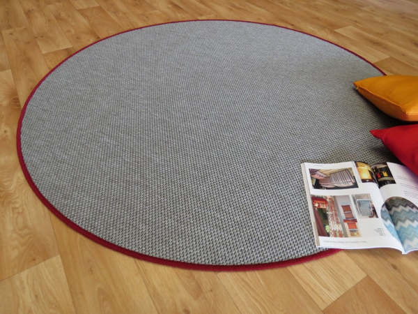 Flachgewebe Teppich grau in rund