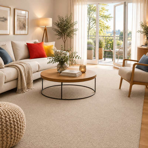 Weicher Teppich hellbeige